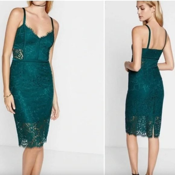 Express Emerald Green Lace Cocktail Dress - Picture 1 of 7